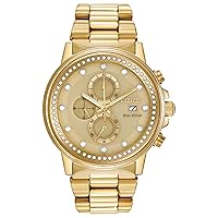 Citizen Men's Eco-Drive Classic Crystal Watch in Gold-tone Stainless Steel, Champagne Dial (Model: FB3002-53P)