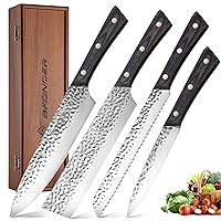 Kitchen Knife Set with Wooden Box, 4PCS Chef Knife Set for Bread, Stainless Steel Japanese Knife Sets with Ultra Sharp Blade & Handle