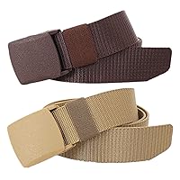 Belts for Men, Nylon Military Tactical Belt with Adjustable Plastic Buckle, 2 Pack