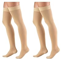 Truform Compression 20-30 mmHg Thigh High Dot Top Stockings Beige, Medium, 2 Count