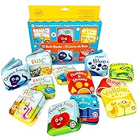 Super Bath Book Set of 12 (Fruits, Ocean Friends, ABC, Numbers Books; Color Recognition Bath Books Including Yellow, Green, Red and Blue Color Topics, ABC Animal Bath Books.