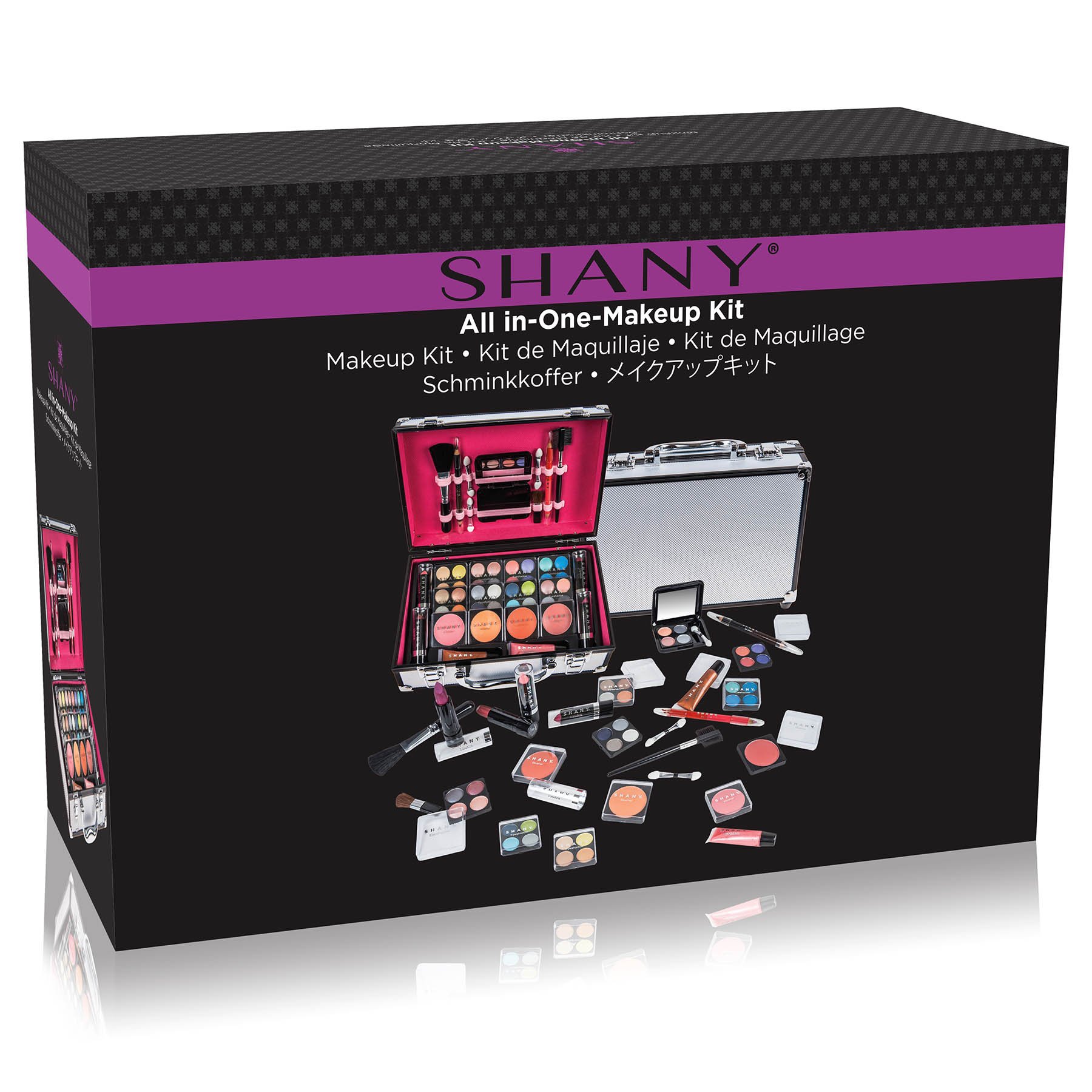 SHANY Carry All Makeup Train Case with Pro Teen Makeup Set, Makeup Brushes, Lipsticks, Eye Shadows, Blushes, and more - Silver