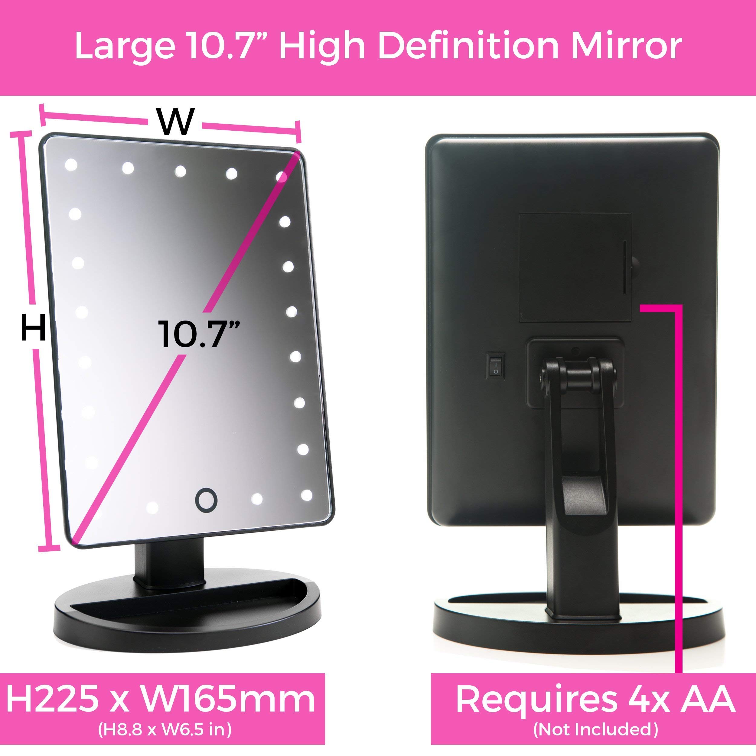 Absolutely Luvly Natural Daylight Lighted Makeup Mirror/Vanity Mirror with Touch Screen Dimming,Detachable 10X Magnification Spot Mirror