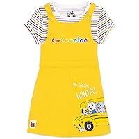 CoComelon Pinafore Dress Kids Toddlers Girls T-Shirt Dungaree Outfit