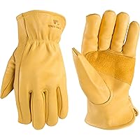 Wells Lamont Men's Reinforced Cowhide Leather Work Gloves with Palm Patch