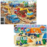 Jumbo Floor Puzzle for Kids Construction Site Garbage Truck Jigsaw Large Puzzles 48 Piece Ages 3-6 for Toddler Children Learning Preschool Educational Intellectual Development Toys 4-8 Years Old Gift