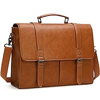 Messenger Bag for Men 15.6 Inch Vintage Leather Briefcase Waterproof Laptop Bag Large Satchel Shoulder Bag Office Work Business College Computer Bag, Brown