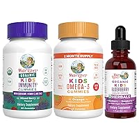 MaryRuth's Kids Immunity Gummies, Kids Elderberry Liquid Drops, and Kids Omega 3, 3-Pack Bundle for Immune Support and Overall Health, Vegan & Non-GMO