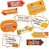 Funny Friendsgiving Photo Booth Props - Give Thanks Friends Thanksgiving Themed Party Decorations - Thankful Turkey Day Photography Supplies - Selfie Props with Sticks - 10pcs