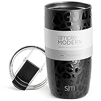 Simple Modern Travel Coffee Mug Tumbler with Flip Lid | Reusable Insulated Stainless Steel Cold Brew Iced Coffee Cup Thermos | Gifts for Women Men Him Her | Voyager Collection | 16oz | Black Leopard