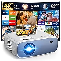 HD 1080P Outdoor Projector, 12000L Portable Home Projector, XOPPOX Mini Video Projector 4K Support, Outdoor Movie Projector Compatible with HDMI, USB, Laptop, iOS & Android Smartphones