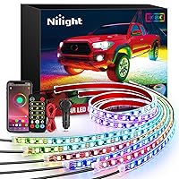 Nilight 6Pcs Car Underglow Neon Accent Strip Lights 300 LEDs RGBIC Multi Color DIY Sound Active Function Music Mode with APP Control and Remote Control Underbody Light Strips, 2 Years Warranty
