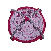 Bacati Owls Girls Cotton Activity Gym with Mat, Pink/Grey