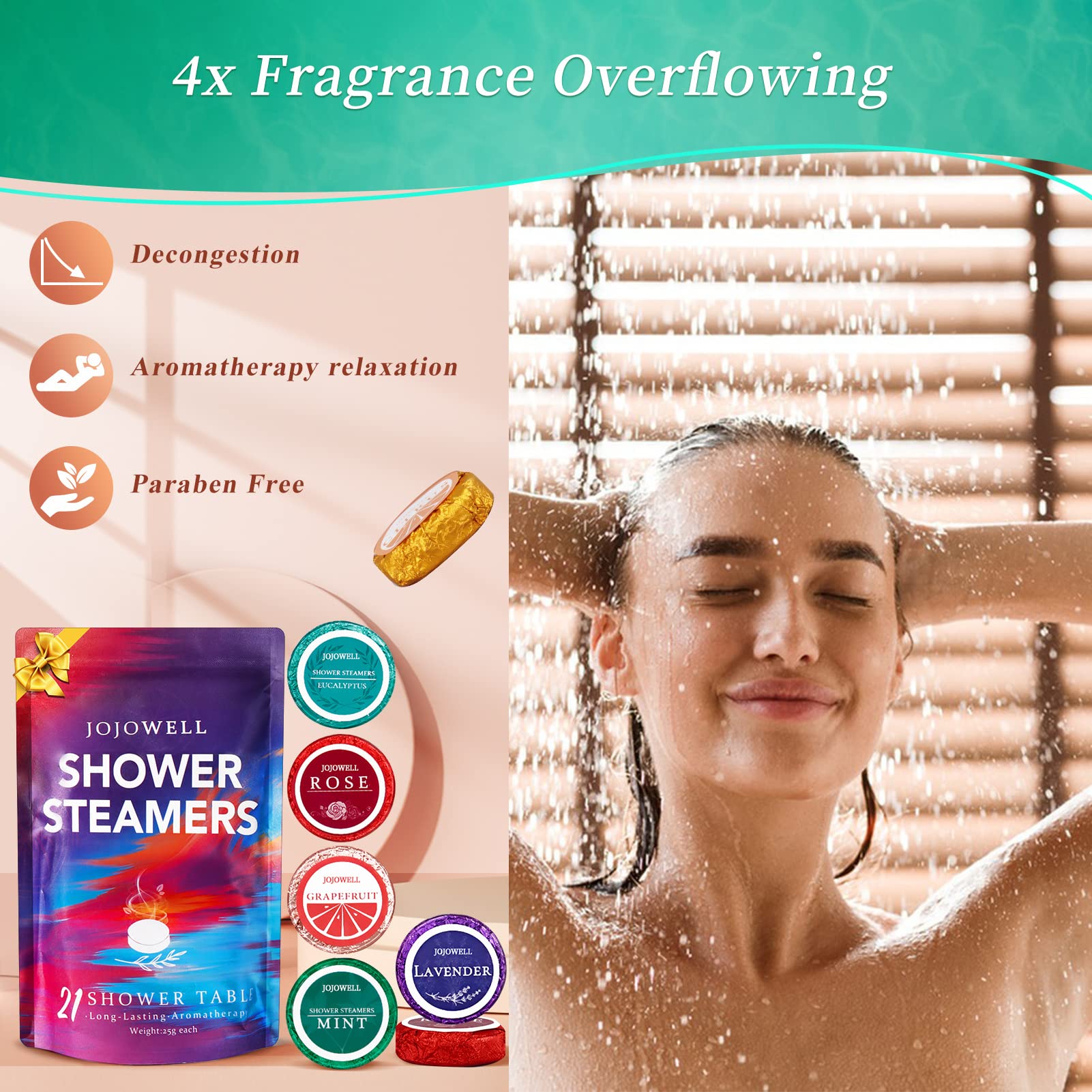 Shower Steamers Aromatherapy - 21Pcs Pure Essential Oil Shower Bombs Gifts for Women, Nasal Relief, Self Care, Birthday Gifts for Women, Gifts for Mom, Stocking Stuffers for Women