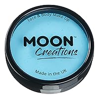 Pro Face & Body Paint Cake Pots by Moon Creations - Light Blue - Professional Water Based Face Paint Makeup for Adults, Kids - 1.26oz