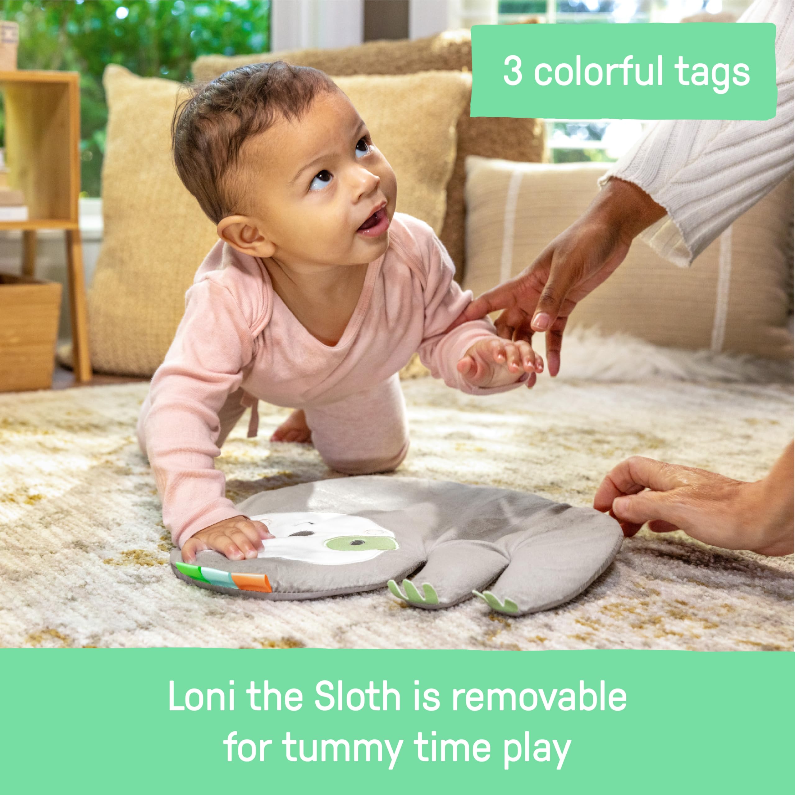 Ingenuity Prop Spot Learn-to-Sit Floor Seat for Baby, Removable Tray, 2 Linkable Toys, Tummy Time Mat, Unisex, for Ages 4-12 Months - Loni