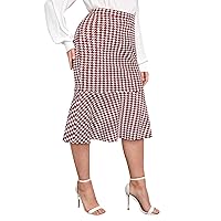MakeMeChic Women's Plus Size Ruffle Hem High Waist Bodycon Pencil Skirt