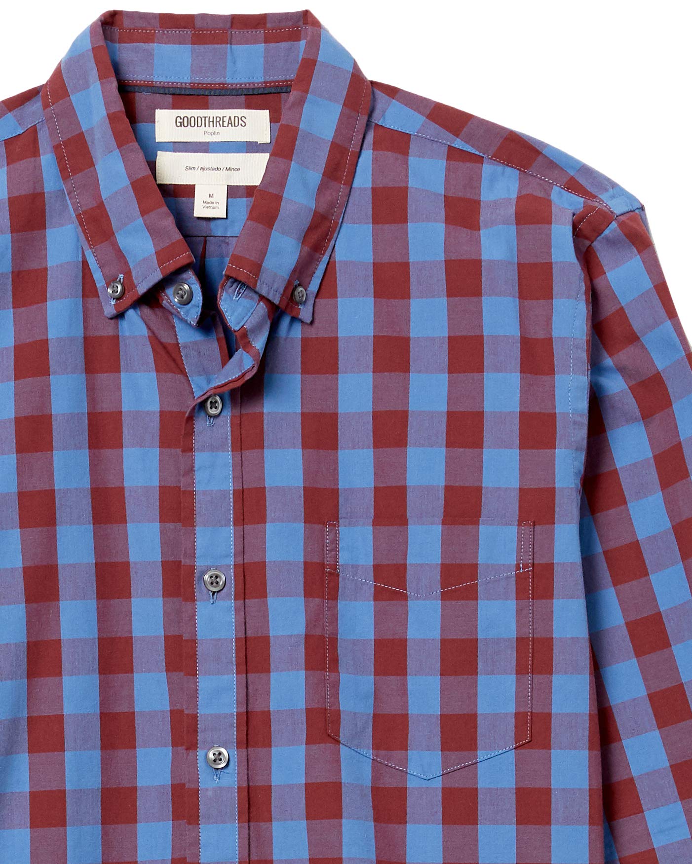 Goodthreads Men's Slim-Fit Long-Sleeve Plaid Poplin Shirt