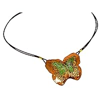 Patina Neo-Victorian Butterfly on Filigree Brass and Hammered Copper Pendant