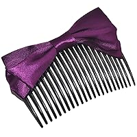 Lady Plastic Teeth Comb Satin Bowtie Hair Accessory (Purple)