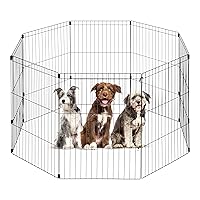 IRIS USA Metal Exercise Pet Playpen, Small Medium Large Dog Secure Fence Portable Easy Assemble Yard Outdoor Camping, 36