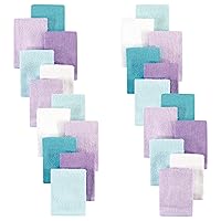 Hudson Baby Unisex Baby 24Pc Rayon from Bamboo Woven Washcloths, Purple Mint, One Size