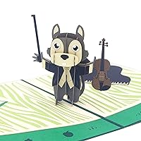 Ribbli Squirrel and Violin Handmade 3D Pop Up Card,Greeting Card,Birthday Card,For Musician,Mothers Day,Fathers Day,Get Well,Congratulations,Anniversary,Any Occasion