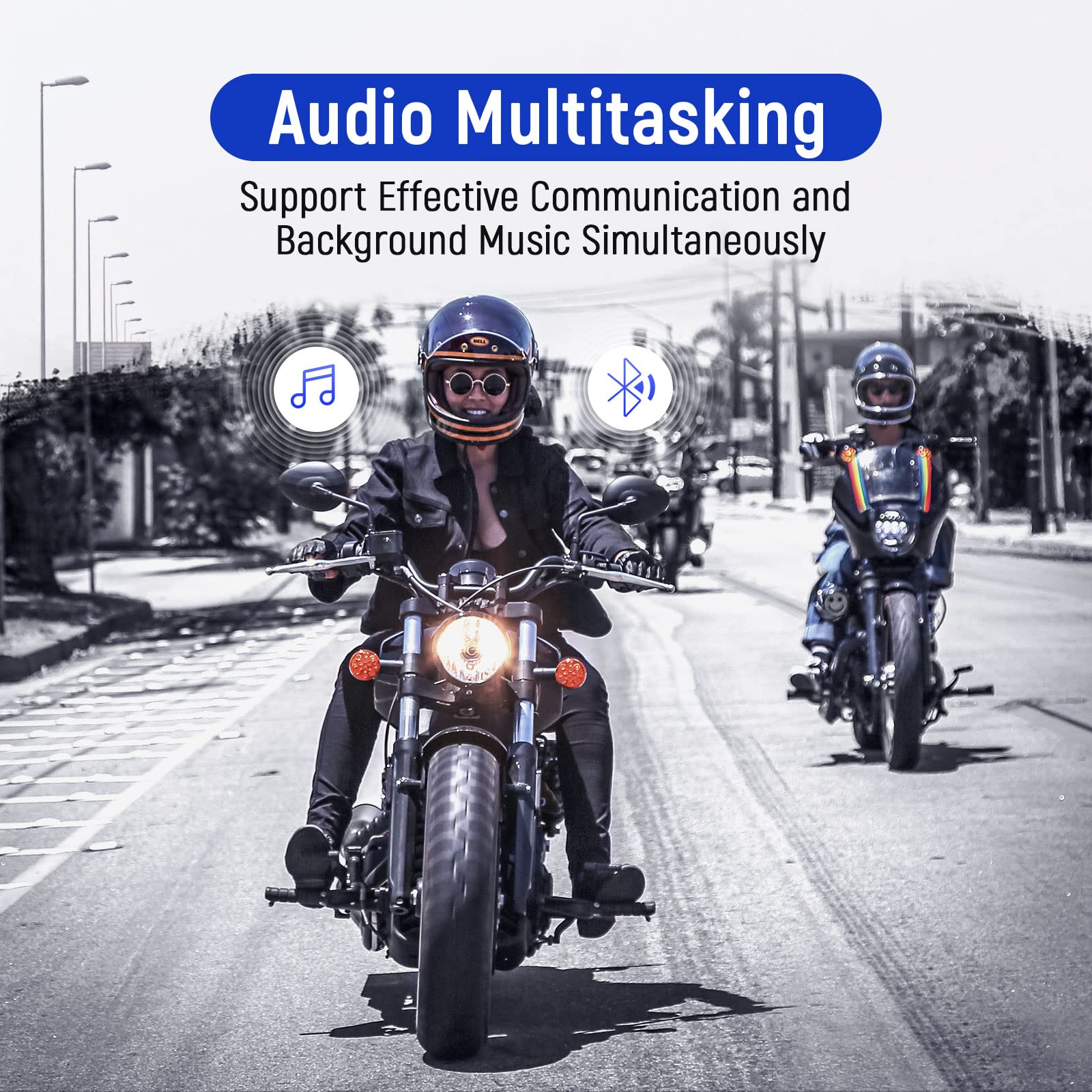 LEXIN GTX Motorcycle Bluetooth Headset, 10 Riders Helmet Intercom Communication Systems, Support Audio Multitasking, Noise Cancellation, IP67 Waterproof, Fast Charging, Universal Pairing, 4 Pack