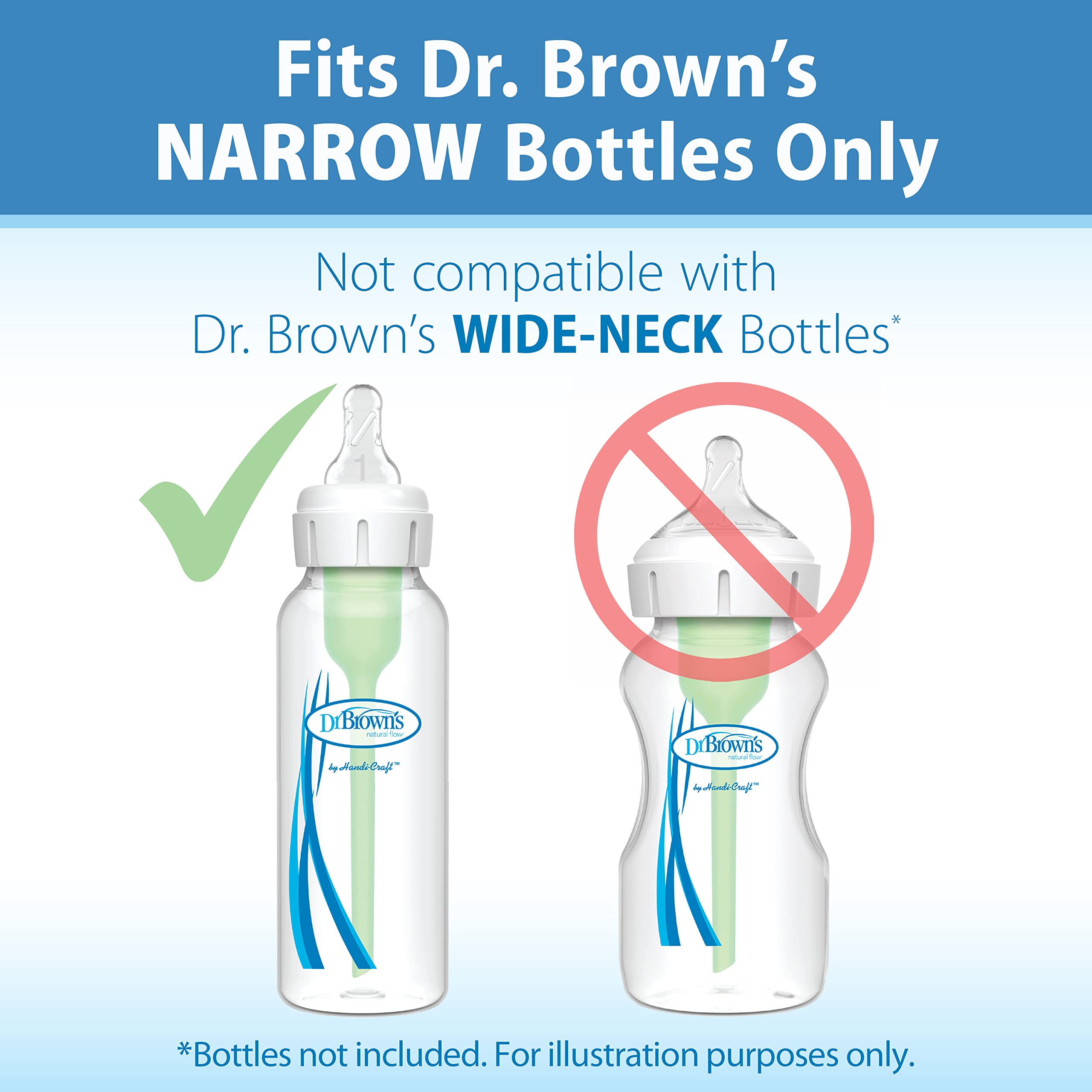 Dr. Brown’s Natural Flow Level 1 Narrow Baby Bottle Silicone Nipple, Slow Flow, 0m+, 100% Silicone Bottle Nipple, 6 Pack