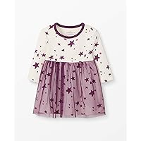 Moon and Back Baby Girls' Long Sleeve Star Print Tulle Dress