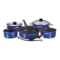 Magma Products, A10-366-CB-2-IN Gourmet Nesting 10-Piece Colored Stainless Steel Induction Cookware Set with Ceramica Non-Stick