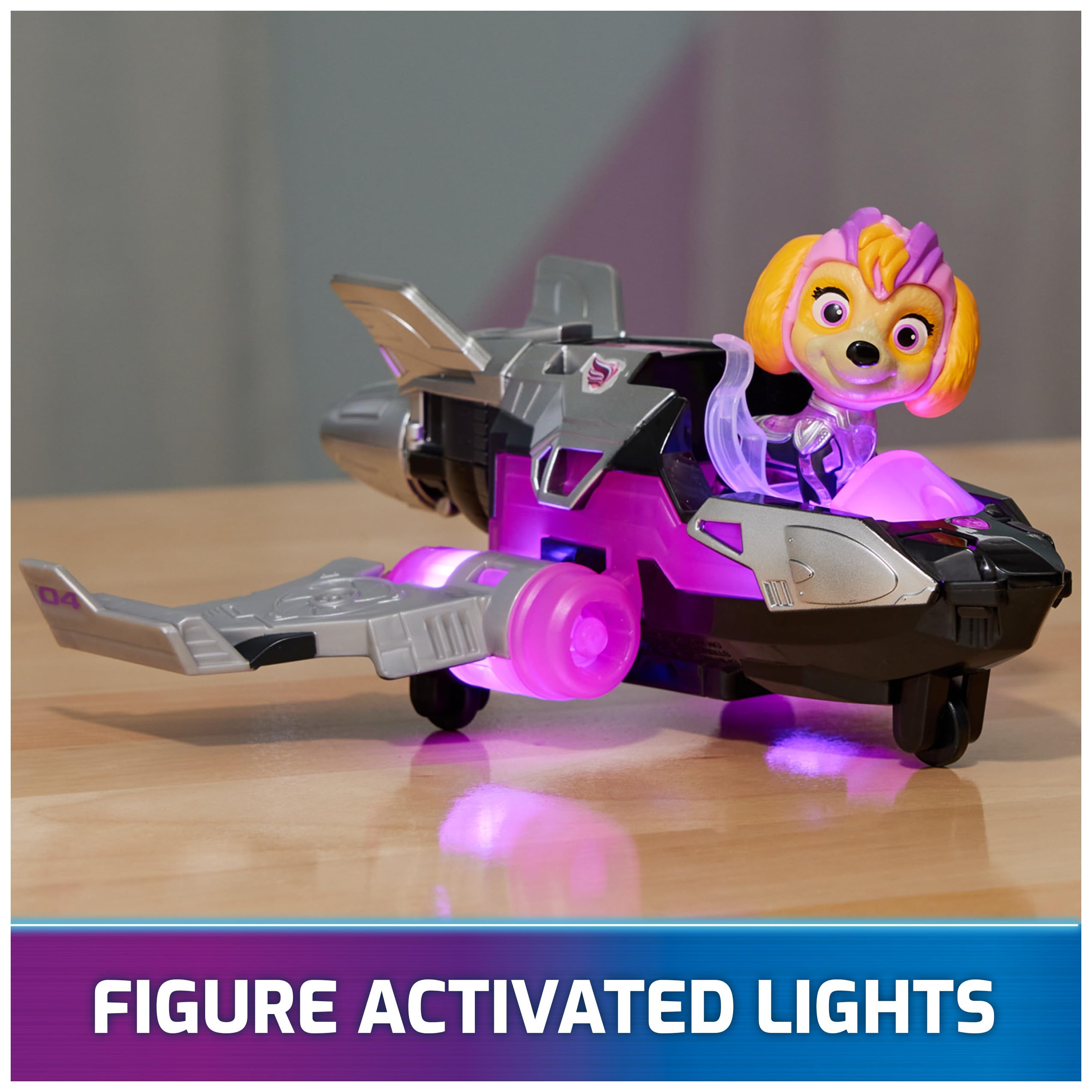 Paw Patrol: The Mighty Movie, Airplane Toy with Skye Mighty Pups Action Figure, Lights and Sounds, Kids Toys for Boys & Girls 3+