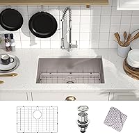 MENSARJOR Kitchen Sink, 27 x 18 inch Undermount Kitchen Sink, 16 Gauge Stainless Steel Sink, Handmade for Single Bowl Kitchen Sink or Outdoor Sink