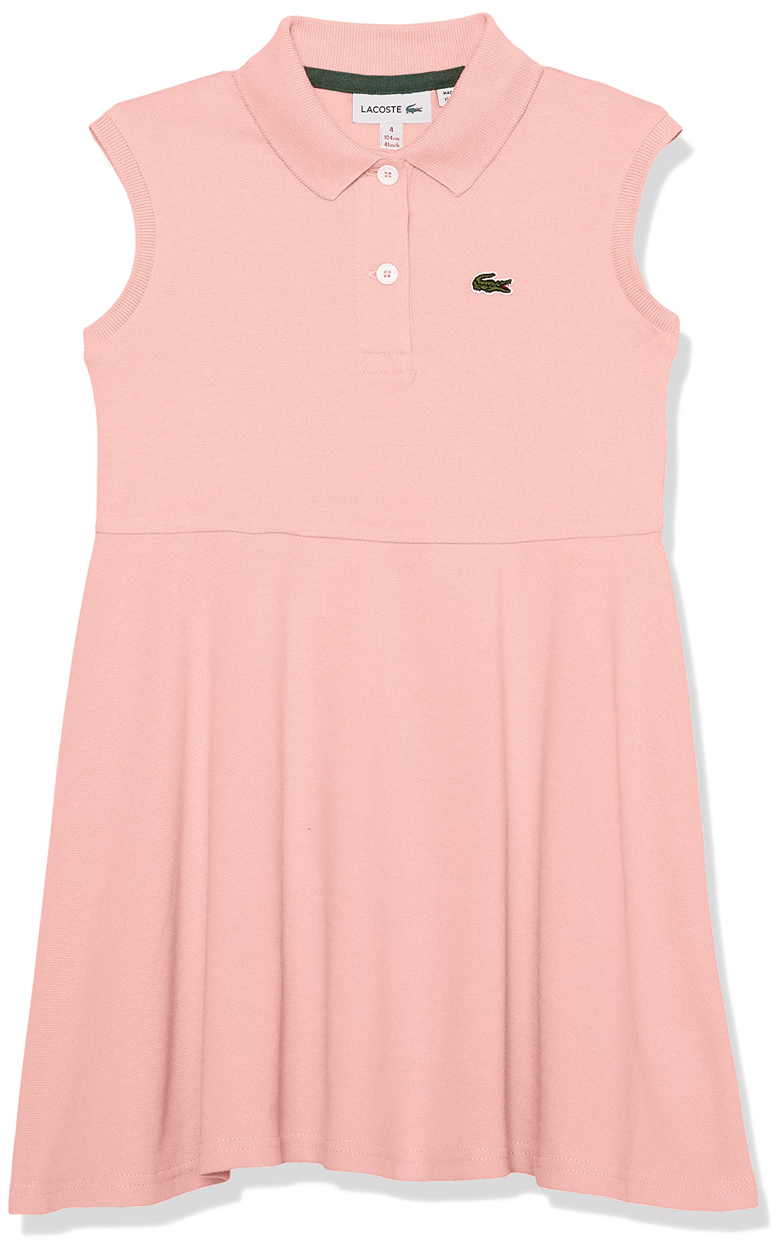 Lacoste Girl's Sleeveless Polo Dress with Skirt Pleating