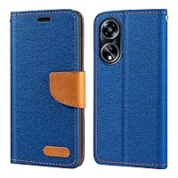 for Oppo A1 5G Case, Oxford Leather Wallet Case with Soft TPU Back Cover Magnet Flip Case for Oppo A98 5G (6.72”) Blue