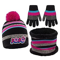 Nickelodeon girls Winter Hat, Scarf, and Kids Gloves Sets, Jojo Siwa Beanie for Ages 4-7Winter Accessory Set