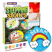Mix & Mold Your Own & Make 4 DIY Personalized Stepping Stones, Great Spring & Summer Weekend Activity, Perfect Keepsake, Birthday Party Idea for Kids Ages 5, 6, 7, 8, 9, Multicolor