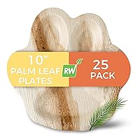 Restaurantware Indo 10 x 10 Inch Palm Leaf Plates 25 Durable Palm Plates - Disposable Paw-Shaped Design Palm Leaf Dinner Plates Impervious To Grease For Hefty Meals Appetizers Or Desserts