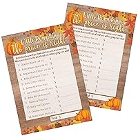 Rustic Fall Little Pumpkin Baby Shower Price is Right Game Cards - 20 Count