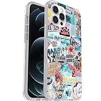 Compatible with iPhone 14 Pro Max Case - Vintage Vibe Collage Aesthetic Retro Beach Seashells Palm Design Soft TPU Stylish Slim Protective Case for Women Girls