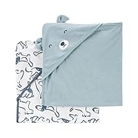 Carter's Baby Hooded Towel (2-pk Blue/White)