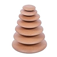 TickiT Natural Buttons - Set of 7 - Wooden Stacking Stones for Babies and Toddlers Aged 0+ - Natural Toy for Early Development and Open-Ended Play