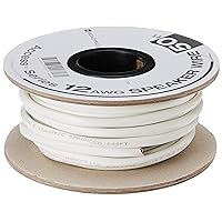 2 Conductor Speaker Wire - CL2 Rated, 99.9% Oxygen-Free Pure Bare Copper, 12AWG, 50 Feet, White - Access Series