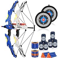 Kids Bow and Arrow Set, 2-Pack Archery Set with 2 LED Light Up Bows, 40 Suction Cup Arrows, Archery Toy Set with 8 Targets & 2 Wristbands, Indoor and Outdoor Toys Gift for Boys Girls Age 3-12
