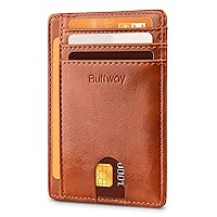 Slim Minimalist Front Pocket RFID Blocking Leather Wallets for Men and Women - Alaska Brown