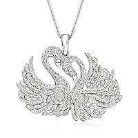 Ross-Simons 0.25 ct. t.w. Diamond Swan Pendant Necklace in Sterling Silver. 18 inches