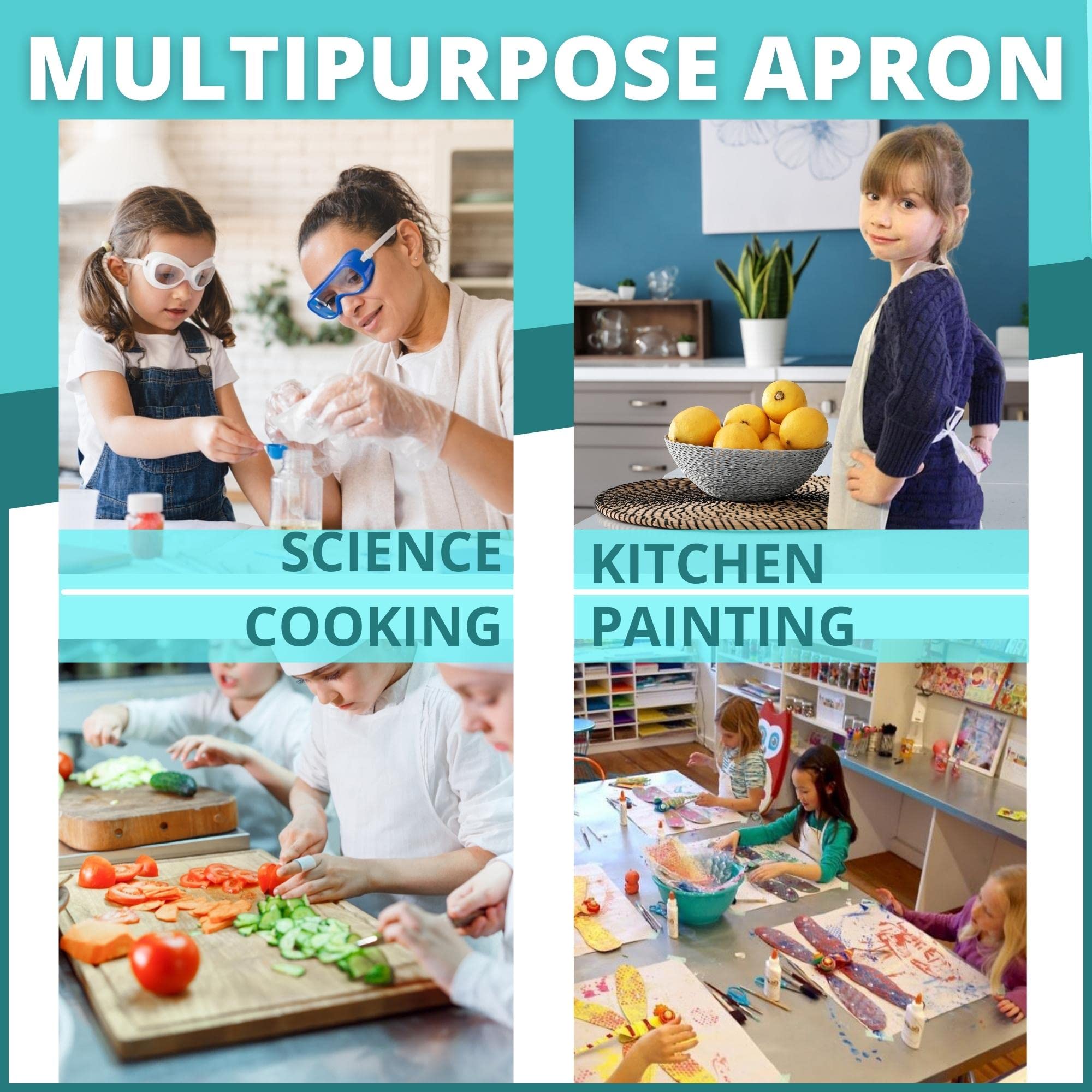 LIVTEK4LYFE Disposable Kids Aprons - Kids Aprons Bulk - Kids Cooking Aprons - Kids Painting Aprons -Kids White Plastic Aprons for Kids - 50 Count Pack Science Lab Aprons…