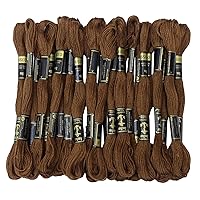 Anchor Stranded Cotton Thread Floss Cross Stitch Hand Embroidery Pack of 25 Skeins-Brown