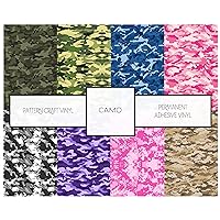 Permanent Adhesive Camo Vinyl 2 Sheet Bundle 12in Camouflage Patterned Vinyl Decal Stickers