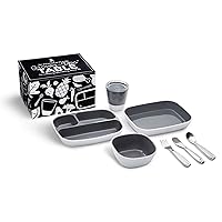 Munchkin® Grown Ups Table 7pc Toddler Feeding Supplies Gift Set, Includes Plates, Bowl, Open Cup and Stainless Steel Utensils, Grey